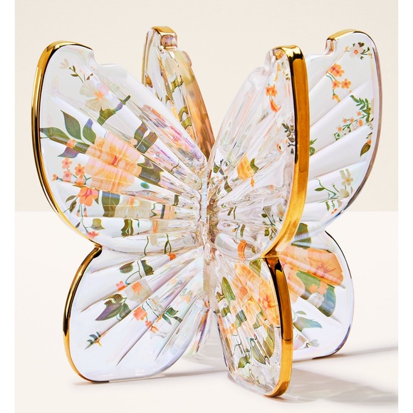 Bath & Body Works Floral Butterfly Candle Holder - Gold and Orange - Picture 1 of 7
